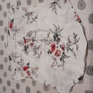 White sheer floral blouse